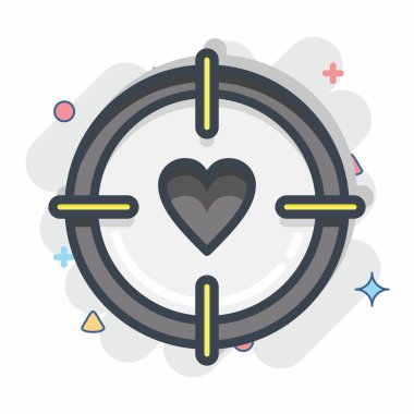 Simge Hedefi. Sevgililer Günü sembolüyle ilgili. Çizgi roman tarzı. Basit dizayn edilebilir. Basit resimleme