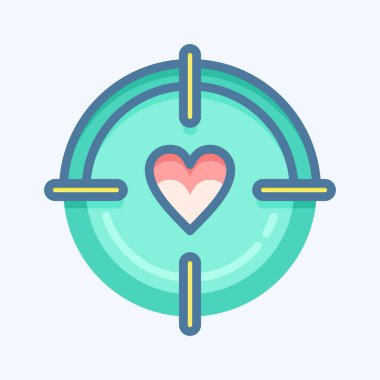 Simge Hedefi. Sevgililer Günü sembolüyle ilgili. Karalama stili. Basit dizayn edilebilir. Basit resimleme