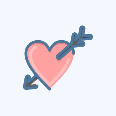Ok 'la Icon Heart. Sevgililer Günü sembolüyle ilgili. Karalama stili. Basit dizayn edilebilir. Basit resimleme