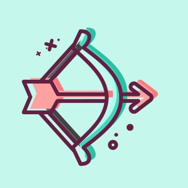 Simge yayı ve ok. Sevgililer Günü sembolüyle ilgili. MBE tarzı. Basit dizayn edilebilir. Basit resimleme