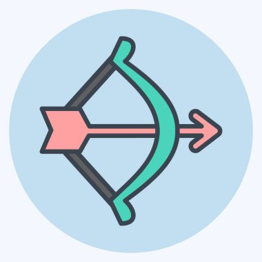 Simge yayı ve ok. Sevgililer Günü sembolüyle ilgili. renk arkadaşı stili. Basit dizayn edilebilir. Basit resimleme