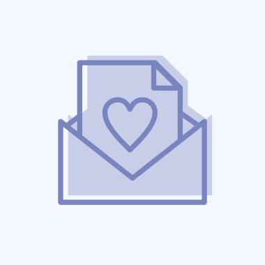 Simge Aşk Mektubu. Sevgililer Günü sembolüyle ilgili. İki ton stili. Basit dizayn edilebilir. Basit resimleme