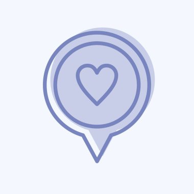 Simge konumu. Sevgililer Günü sembolüyle ilgili. İki ton stili. Basit dizayn edilebilir. Basit resimleme