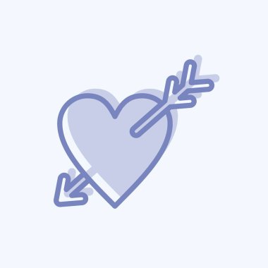 Ok 'la Icon Heart. Sevgililer Günü sembolüyle ilgili. İki ton stili. Basit dizayn edilebilir. Basit resimleme