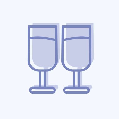 Icon Chin-chin. Sevgililer Günü sembolüyle ilgili. İki ton stili. Basit dizayn edilebilir. Basit resimleme