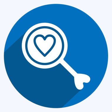 Aşk için ikon arayışı. Sevgililer Günü sembolüyle ilgili. Uzun gölge tarzı. Basit dizayn edilebilir. Basit resimleme