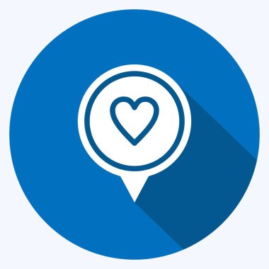 Simge konumu. Sevgililer Günü sembolüyle ilgili. Uzun gölge tarzı. Basit dizayn edilebilir. Basit resimleme