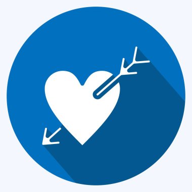 Ok 'la Icon Heart. Sevgililer Günü sembolüyle ilgili. Uzun gölge tarzı. Basit dizayn edilebilir. Basit resimleme