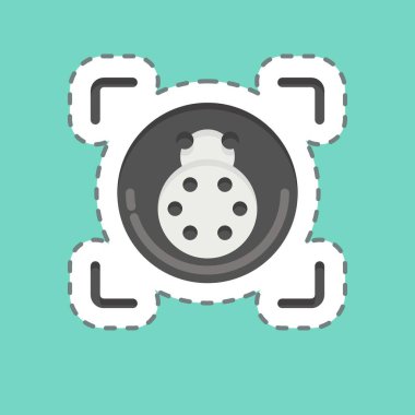 Çıkartma çizgisi Makro Fotoğrafçılığı kesti. Fotoğrafçılık sembolüyle ilgili. Basit dizayn edilebilir. Basit resimleme