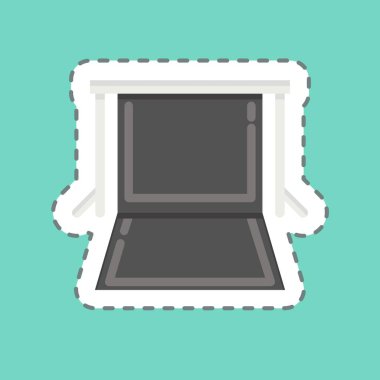 Çıkartma hattı Arkaplan Desteğini kesti. Fotoğrafçılık sembolüyle ilgili. Basit dizayn edilebilir. Basit resimleme