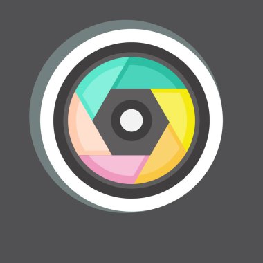 Çıkartma kamerası lensleri. Fotoğrafçılık sembolüyle ilgili. Basit dizayn edilebilir. Basit resimleme