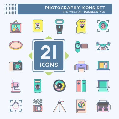 Simge Ayarlı Fotoğrafçılık. Fotoğrafçılık sembolüyle ilgili. Karalama stili. Basit dizayn edilebilir. Basit resimleme