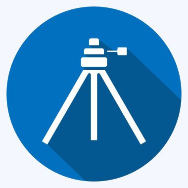 Simge tripodu. Fotoğrafçılık sembolüyle ilgili. Uzun gölge tarzı. Basit dizayn edilebilir. Basit resimleme