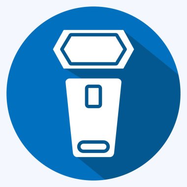 Kamera Aydınlatma Simgesi. Fotoğrafçılık sembolüyle ilgili. Uzun gölge tarzı. Basit dizayn edilebilir. Basit resimleme