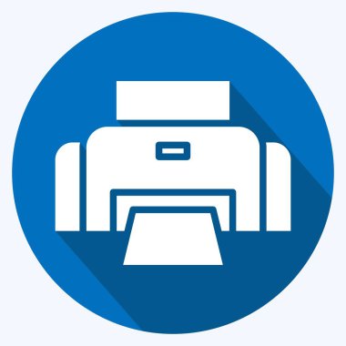 Simge Fotoğrafı Yazıcısı. Fotoğrafçılık sembolüyle ilgili. Uzun gölge tarzı. Basit dizayn edilebilir. Basit resimleme