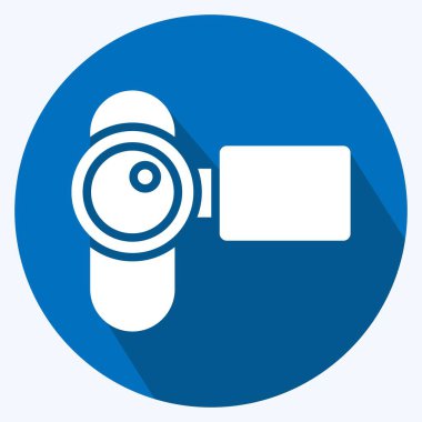 Simge Film Kamerası. Fotoğrafçılık sembolüyle ilgili. Uzun gölge tarzı. Basit dizayn edilebilir. Basit resimleme