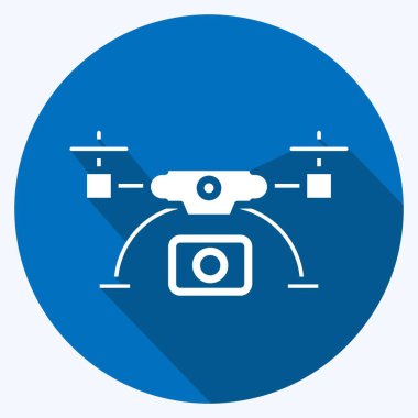 Simge robotu ve hava görüntüleme. Fotoğrafçılık sembolüyle ilgili. Uzun gölge tarzı. Basit dizayn edilebilir. Basit resimleme