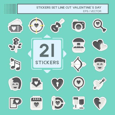 Çıkartma çizgisi Sevgililer Günü 'nü belirledi. Aşk Günü sembolüyle ilgili. Basit dizayn edilebilir. Basit resimleme