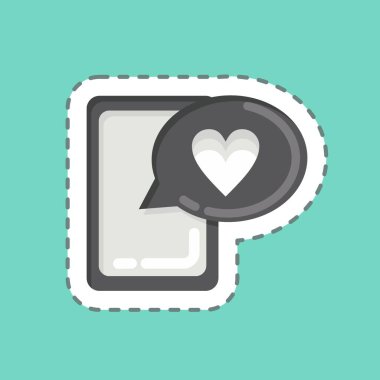 Çıkartma çizgisi Love 'ın mesajını kesti. Sevgililer Günü sembolüyle ilgili. Basit dizayn edilebilir. Basit resimleme