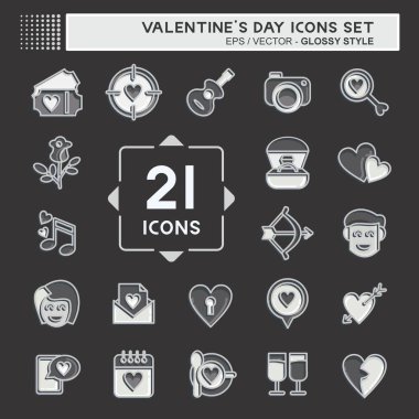 İkon Sevgililer Günü 'nü belirledi. Aşk Günü sembolüyle ilgili. Parlak stil. Basit dizayn edilebilir. Basit resimleme