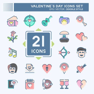 İkon Sevgililer Günü 'nü belirledi. Aşk Günü sembolüyle ilgili. Karalama stili. Basit dizayn edilebilir. Basit resimleme