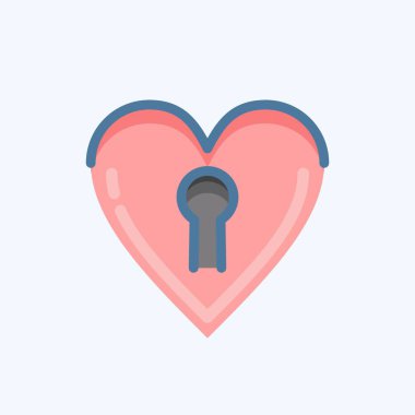 Simge Kilidi Kalbi. Sevgililer Günü sembolüyle ilgili. Karalama stili. Basit dizayn edilebilir. Basit resimleme