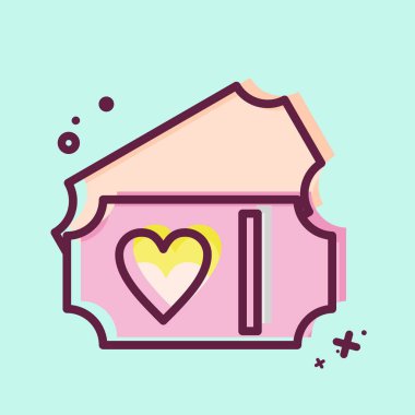 Simge Biletleri. Sevgililer Günü sembolüyle ilgili. MBE tarzı. Basit dizayn edilebilir. Basit resimleme