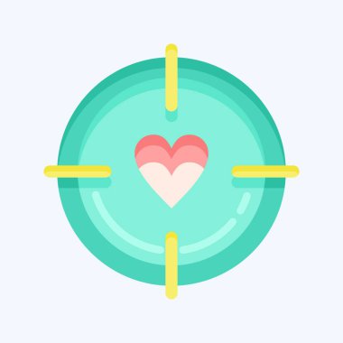 Simge Hedefi. Sevgililer Günü sembolüyle ilgili. Düz stil. Basit dizayn edilebilir. Basit resimleme