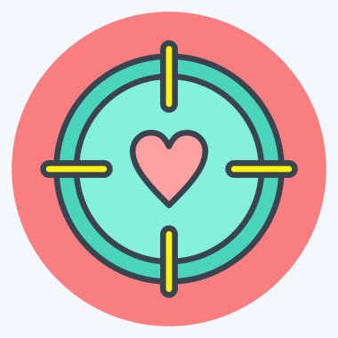 Simge Hedefi. Sevgililer Günü sembolüyle ilgili. renk arkadaşı stili. Basit dizayn edilebilir. Basit resimleme