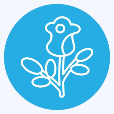 Simge Gülü. Sevgililer Günü sembolüyle ilgili. Mavi gözlü. Basit dizayn edilebilir. Basit resimleme