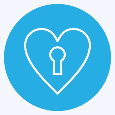 Simge Kilidi Kalbi. Sevgililer Günü sembolüyle ilgili. Mavi gözlü. Basit dizayn edilebilir. Basit resimleme