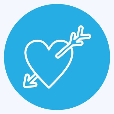 Ok 'la Icon Heart. Sevgililer Günü sembolüyle ilgili. Mavi gözlü. Basit dizayn edilebilir. Basit resimleme
