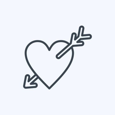 Ok 'la Icon Heart. Sevgililer Günü sembolüyle ilgili. Sıra tarzı. Basit dizayn edilebilir. Basit resimleme
