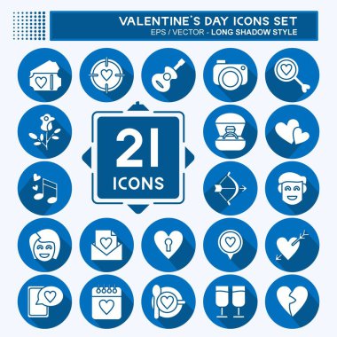 İkon Sevgililer Günü 'nü belirledi. Aşk Günü sembolüyle ilgili. Uzun gölge tarzı. Basit dizayn edilebilir. Basit resimleme