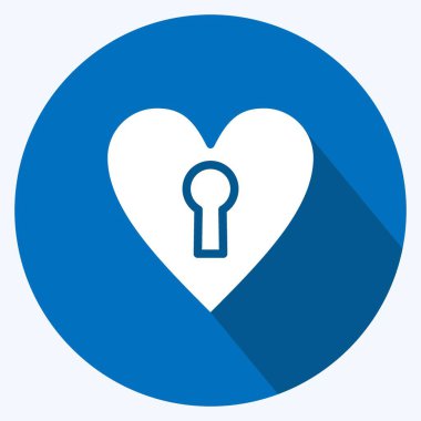 Simge Kilidi Kalbi. Sevgililer Günü sembolüyle ilgili. Uzun gölge tarzı. Basit dizayn edilebilir. Basit resimleme