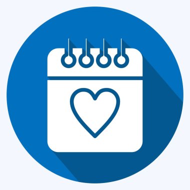 Simge Takvimi. Sevgililer Günü sembolüyle ilgili. Uzun gölge tarzı. Basit dizayn edilebilir. Basit resimleme