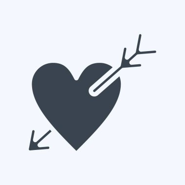Ok 'la Icon Heart. Sevgililer Günü sembolüyle ilgili. Kabartma tarzı. Basit dizayn edilebilir. Basit resimleme