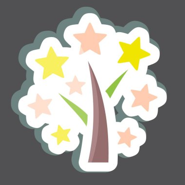 Çıkartma Yıldız Ağacı. Yıldızların sembolüyle ilgili. Basit dizayn edilebilir. Basit bir çizim. Basit vektör simgeleri