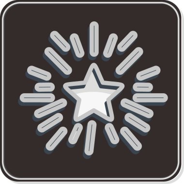 Icon Star with Rays. Yıldızların sembolüyle ilgili. Parlak stil. Basit dizayn edilebilir. Basit bir çizim. Basit vektör simgeleri