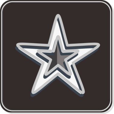 Simge Yıldızı. Yıldızların sembolüyle ilgili. Parlak stil. Basit dizayn edilebilir. Basit bir çizim. Basit vektör simgeleri