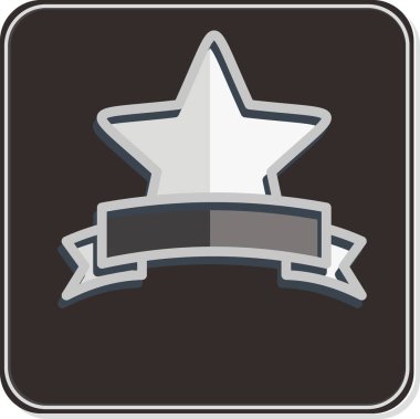 Simge Ödülü Yıldızı. Yıldızların sembolüyle ilgili. Parlak stil. Basit dizayn edilebilir. Basit bir çizim. Basit vektör simgeleri