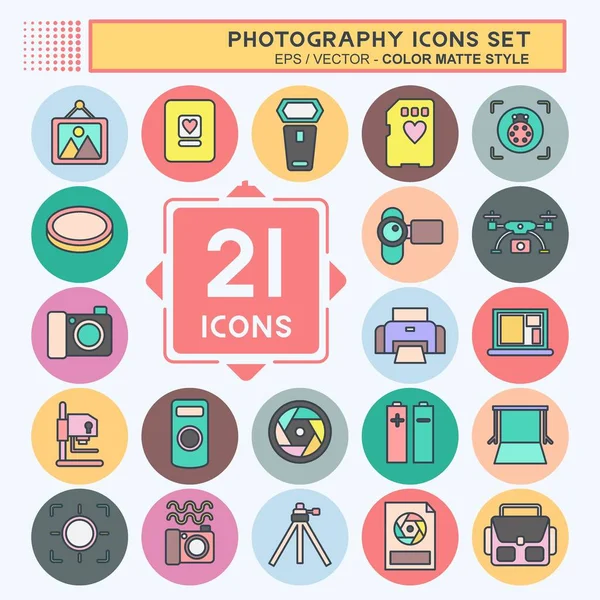 Simge Ayarlı Fotoğrafçılık. Fotoğrafçılık sembolüyle ilgili. renk arkadaşı stili. Basit dizayn edilebilir. Basit resimleme