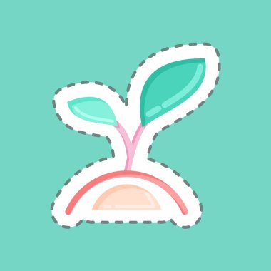 Çıkartma hattı Flora sembolüyle ilişkili 3. Tesis 'i kesti. Basit bir çizim. Bitki. Meşe ağacı. Yaprak. gül