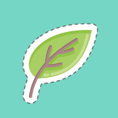 Çıkartma çizgisi Yaprak 'ı kesti. Flora sembolüyle ilgili. Basit bir çizim. Bitki. Meşe ağacı. Yaprak. gül