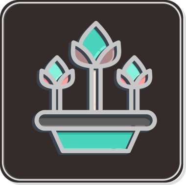 Simge laleleri. Flora sembolüyle ilgili. Parlak stil. Basit bir çizim. Bitki. Meşe ağacı. Yaprak. gül