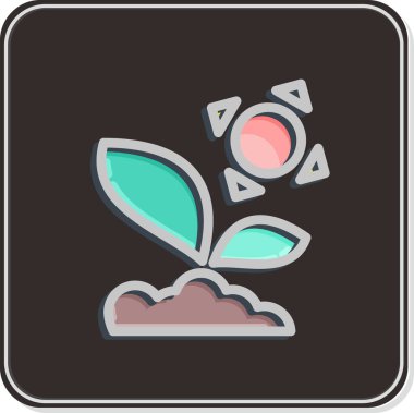 Icon Sprout 3 Flora sembolüyle bağlantılı. Parlak stil. Basit bir çizim. Bitki. Meşe ağacı. Yaprak. gül