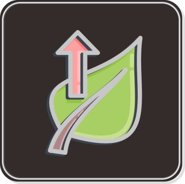 Flora sembolü ile ilgili simge 2. Parlak stil. Basit bir çizim. Bitki. Meşe ağacı. Yaprak. gül