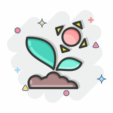 Icon Sprout 3 Flora sembolüyle bağlantılı. Çizgi roman tarzı. Basit bir çizim. Bitki. Meşe ağacı. Yaprak. gül