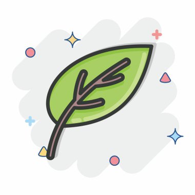 Simge Yaprağı. Flora sembolüyle ilgili. Çizgi roman tarzı. Basit bir çizim. Bitki. Meşe ağacı. Yaprak. gül