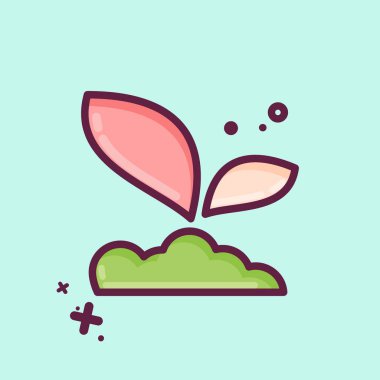 Icon Sprout 2, Flora sembolüyle bağlantılı. MBE tarzı. Basit bir çizim. Bitki. Meşe ağacı. Yaprak. gül